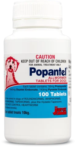 Popantel Dog 22lbs 100 Tablets