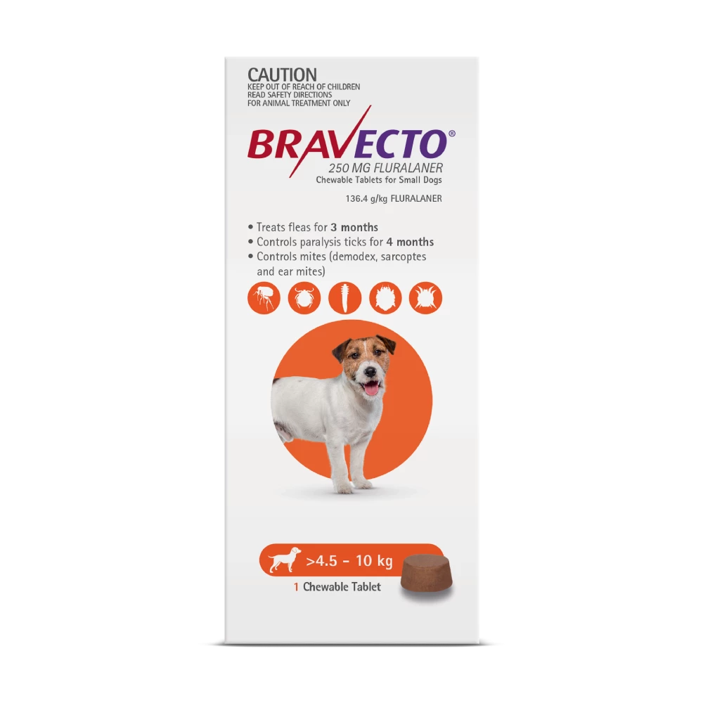Bravecto Chewables Dog Small 9.9 - 22lbs Orange