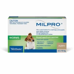 Milpro Broad Spectrum Allwormer Small Dog & Puppies 1.1 - 11lbs 2 Tablets