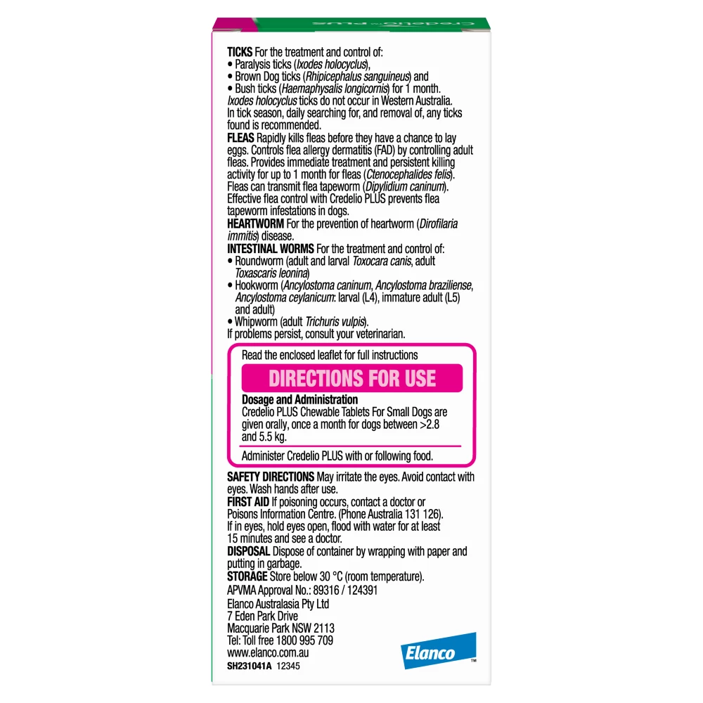 Credelio Plus Dog Small 6.2 - 12lbs Pink - Image 2