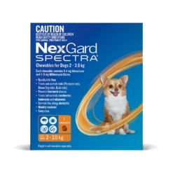 NexGard Spectra Dog Very Small 4.4 - 7.7lbs Orange