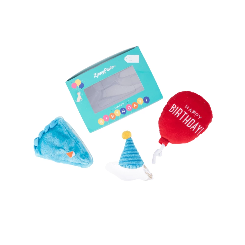 Prestige ZippyPaws Birthday Gift Box Blue Dog Toy - Image 2