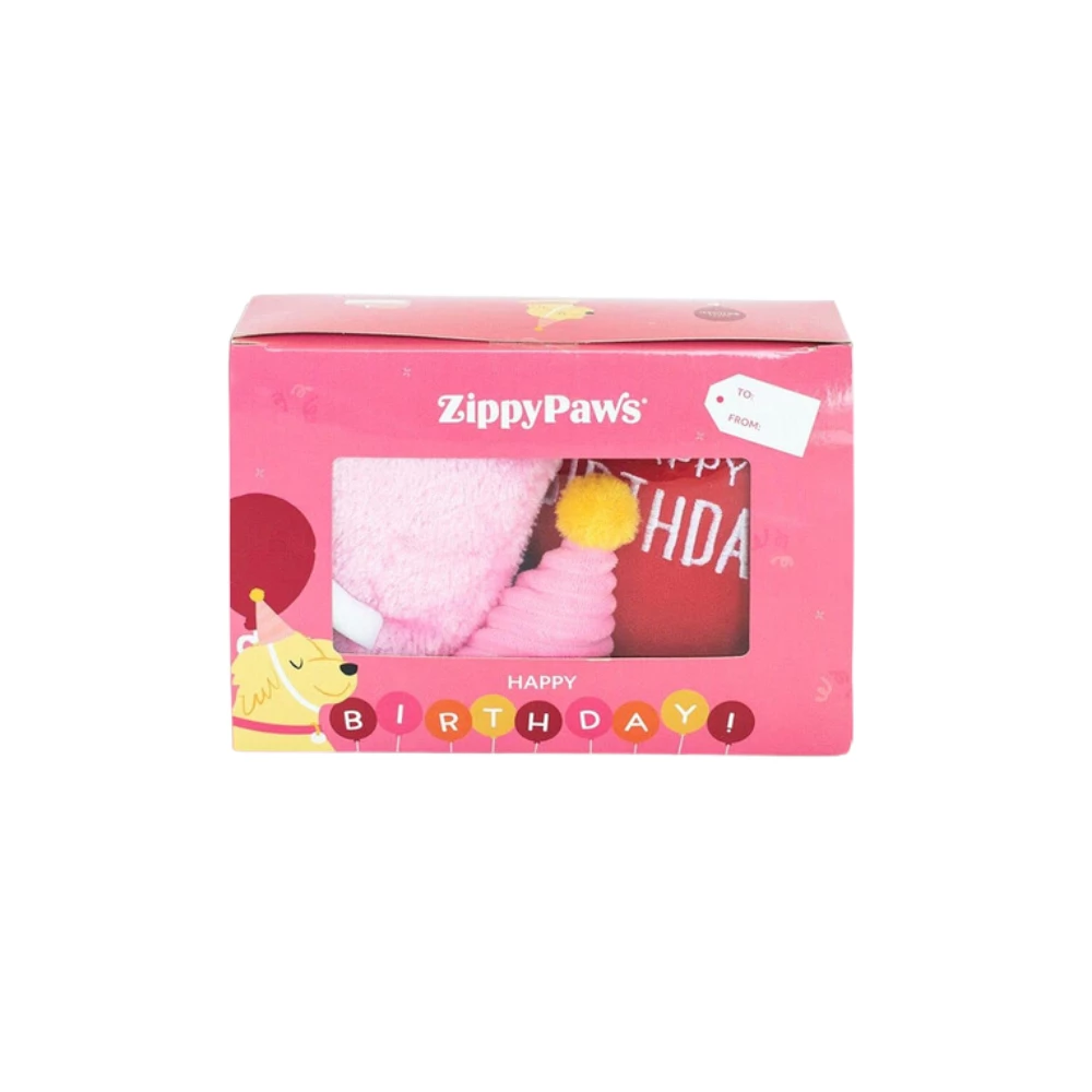 Prestige ZippyPaws Birthday Gift Box Pink Dog Toy - Image 2